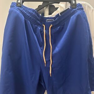 Blue swim trunk Shorts with Yellow Drawstring